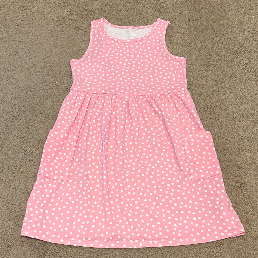 Wonder Nation Pink and White Polka Dot Dress